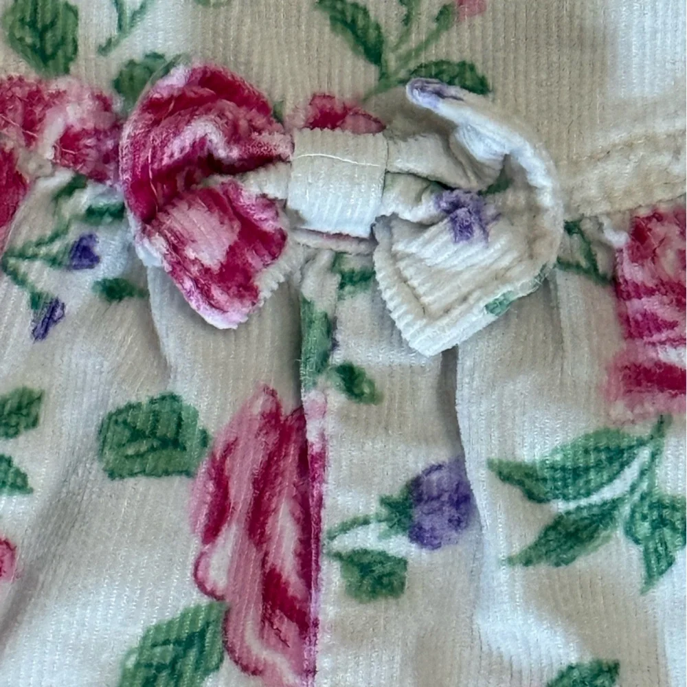 VTG 90’s OshKosh B'gosh Bubble Romper Corduroy Floral Overalls‎ - Pink and White